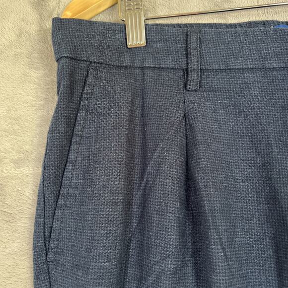 Old Navy Pants Men XL Blue Micro Plaid Linen Blend Loose Taper Pleats Drawstring - Picture 6 of 10